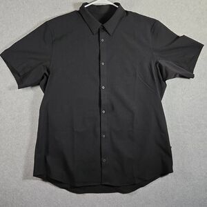 Lululemon Airing Easy Short Sleeve Button Up Shirt Black Fits XL